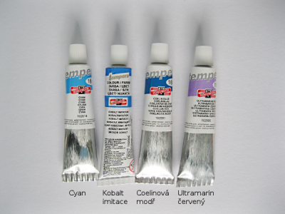 Tempera Koh-i-noor 16ml - fialová a modré odstíny