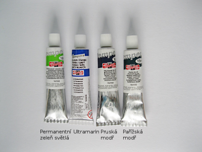 Tempera Koh-i-noor 16ml - modré odstíny a zelená