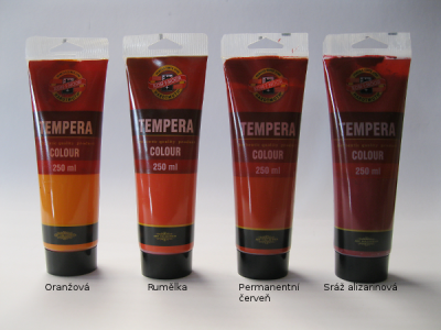 Tempera Koh-i-noor 250ml - červené odstíny