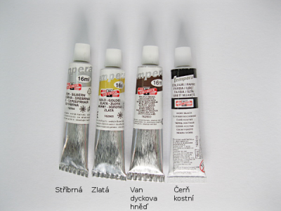 Tempera Koh-i-noor 16ml - metalické a černá