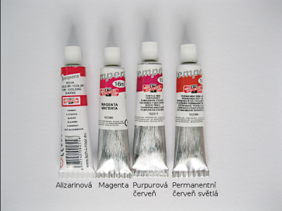 Tempera Koh-i-noor 16ml - červené odstíny